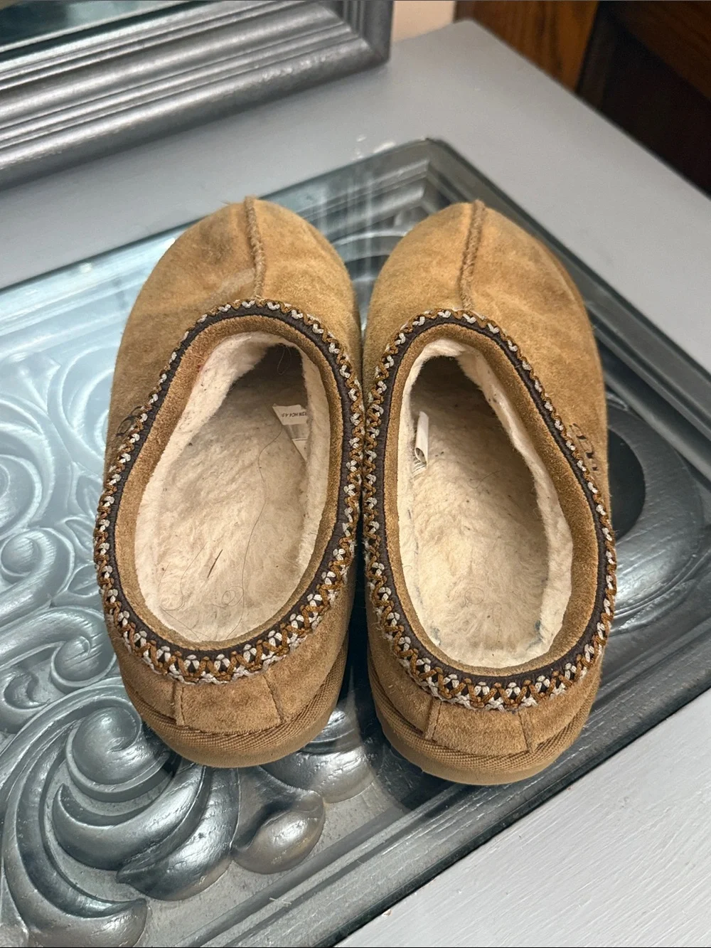 UGG 4 Kids Tasman II Chestnut Suede Slip-On Shearling Mule